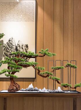 新中式大型迎客松摆件植物客厅酒店会所禅意软装盆景仿真玄关装饰