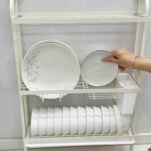 厨房置物架水槽窄边沥水碗架免打孔上墙放碗碟盘收纳靠墙洗碗架子