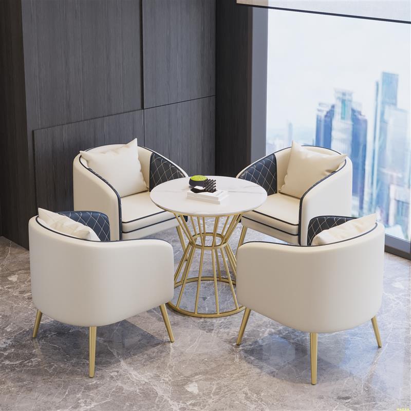 美容院办公室谈判一桌四椅售楼处休息区会客接待洽谈沙发桌椅组合