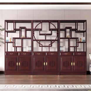 博古架中式实木置物架仿古展示柜多宝阁非洲金花梨客厅隔断酸枝色