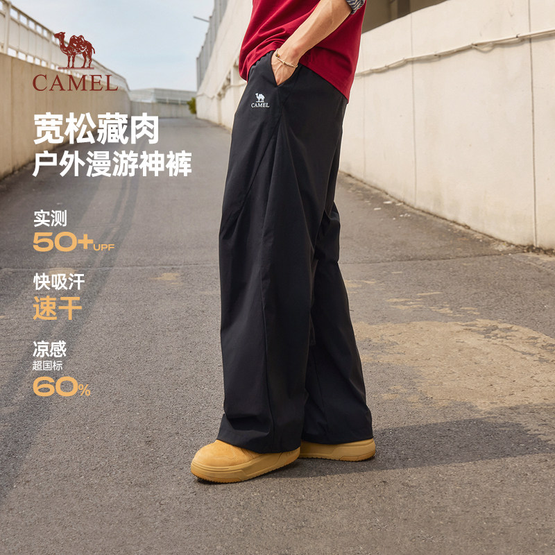 骆驼男士休闲工装裤夏季2026新款薄款宽松直筒户外防晒速干长裤子图片