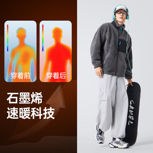 骆驼男款针织加绒长裤