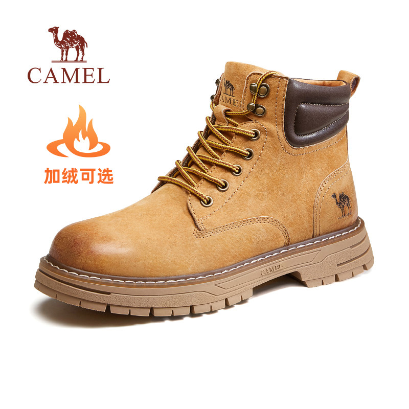 【骆驼铠甲】男鞋复古休闲时装靴耐磨厚底增高户外工装男士大黄靴