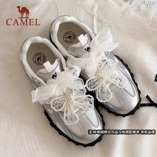 流光女鞋 银色复古流浪德训鞋 2026春季 休闲板鞋 子 防滑鞋 骆驼薄底鞋