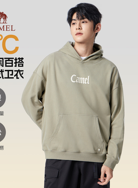 骆驼男装连帽卫衣男秋冬季2025款宽松套头情侣国潮美式上衣男