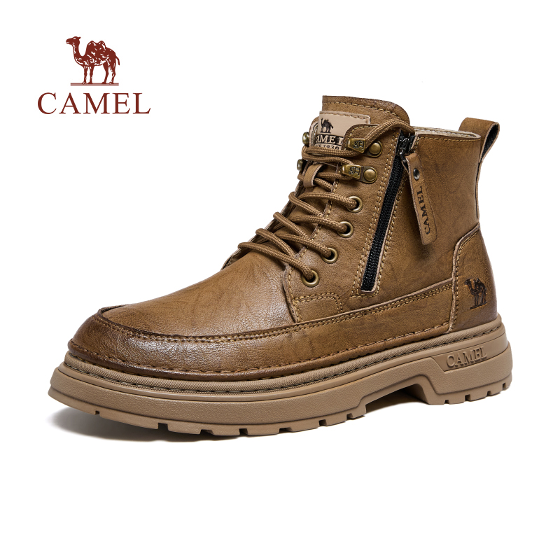 粗犷褶皱鞋面免系侧拉链