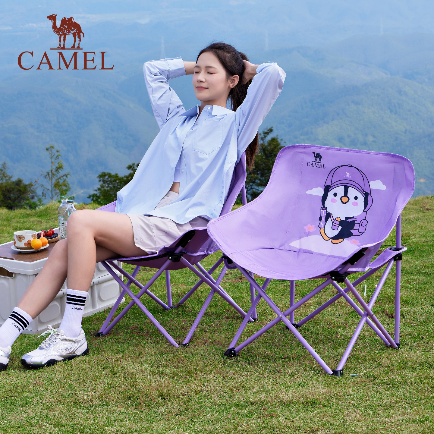 骆驼月亮椅户外折叠椅子露营野餐钓鱼轻量化休闲成人便携凳抱抱鹅
