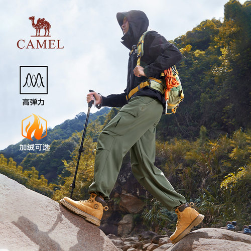 【王俊凯同款】骆驼山海伞兵裤秋冬款2025长裤子加绒工装裤男