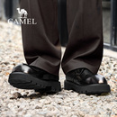 厚底增高休闲英伦 真皮圆头德比结婚新郎大头皮鞋 骆驼男鞋 2025冬季