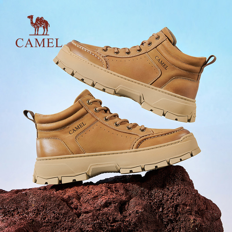 骆驼男鞋2026春季舒适百搭厚底增高抓地防滑软底城市高帮滑板鞋男