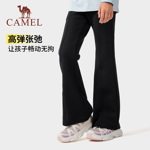 小骆驼儿童喇叭裤加绒2026高腰弹力显瘦女童加厚保暖瑜伽长裤