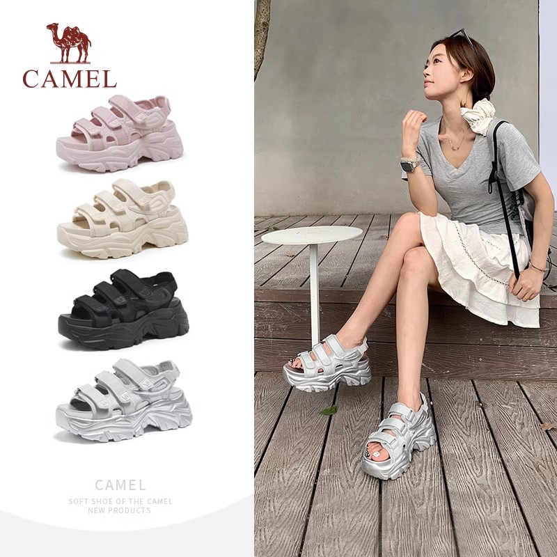 骆驼女鞋休闲百搭沙滩鞋厚底凉鞋