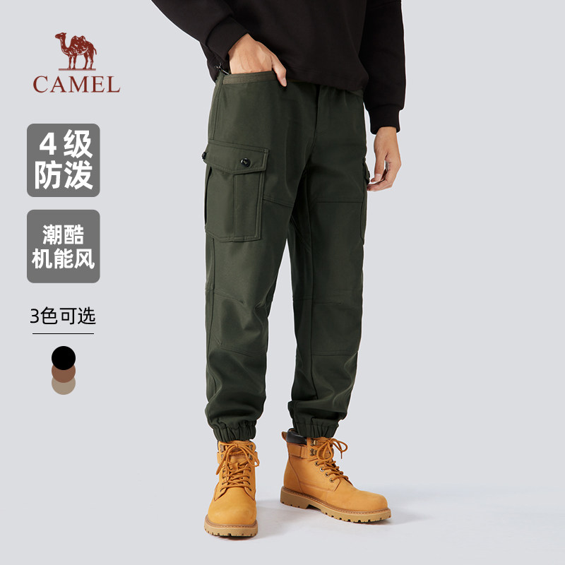骆驼男装工装裤子男秋冬季2025加绒加厚宽松束脚运动休闲长裤