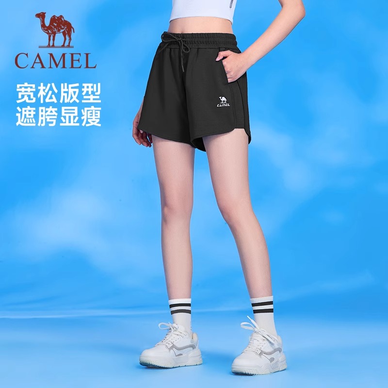 骆驼女装运动短裤2025夏季新款重磅棉薄款宽松休闲吸汗跑步裤男女