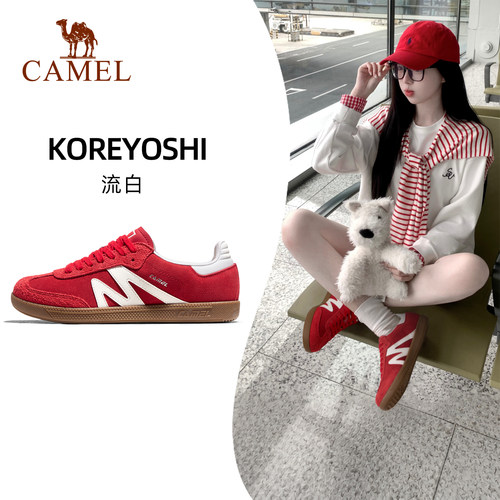 骆驼板鞋女复古平底休闲德训鞋子