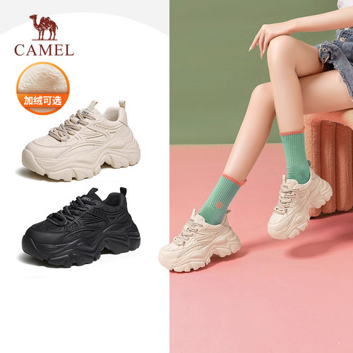 骆驼女鞋休闲厚底运动鞋老爹鞋