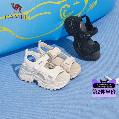骆驼日常休闲厚底增高凉鞋