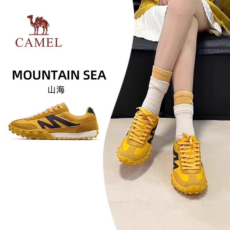 骆驼山海德训鞋女2026春季户外休闲板鞋复古黄色运动鞋赛车鞋男