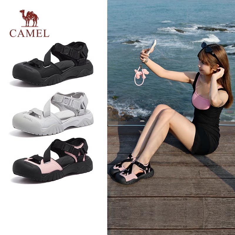骆驼女鞋2026新款运动休闲时尚包头凉鞋外穿软底沙滩鞋休闲凉鞋