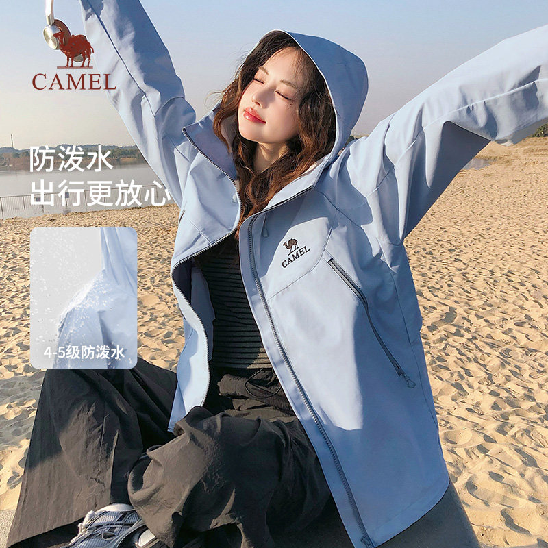 骆驼连帽中性款连帽功能茄克