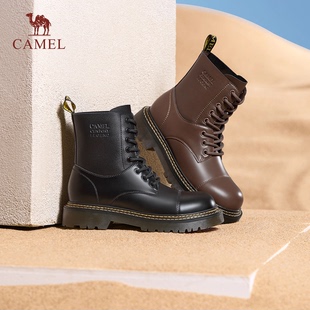 靴 休闲百搭时装 骆驼女鞋 2025秋冬柔软皮面骆驼马丁靴时尚