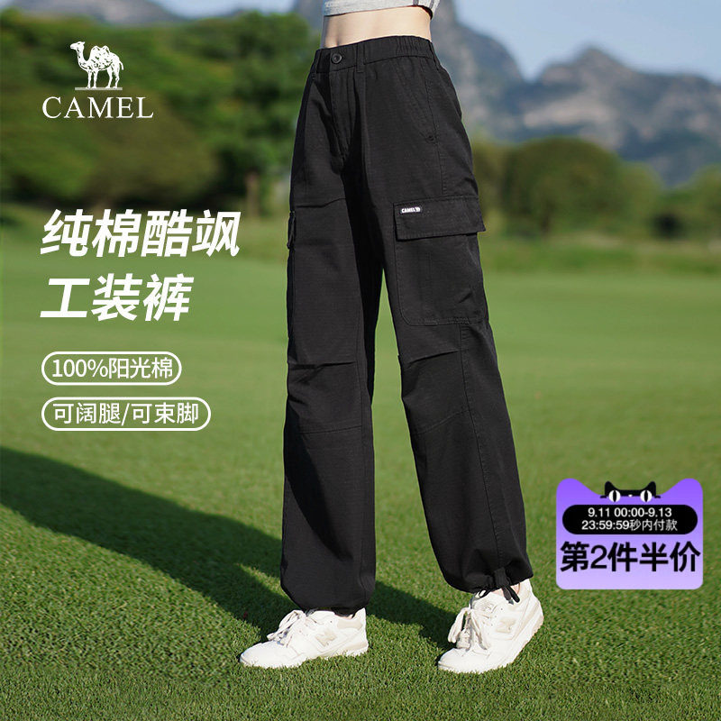 骆驼女装纯棉工装裤宽松休闲长裤图片