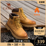 骆驼男鞋加绒马丁靴男款冬季高帮保暖棉鞋真皮工装靴子男士大黄靴