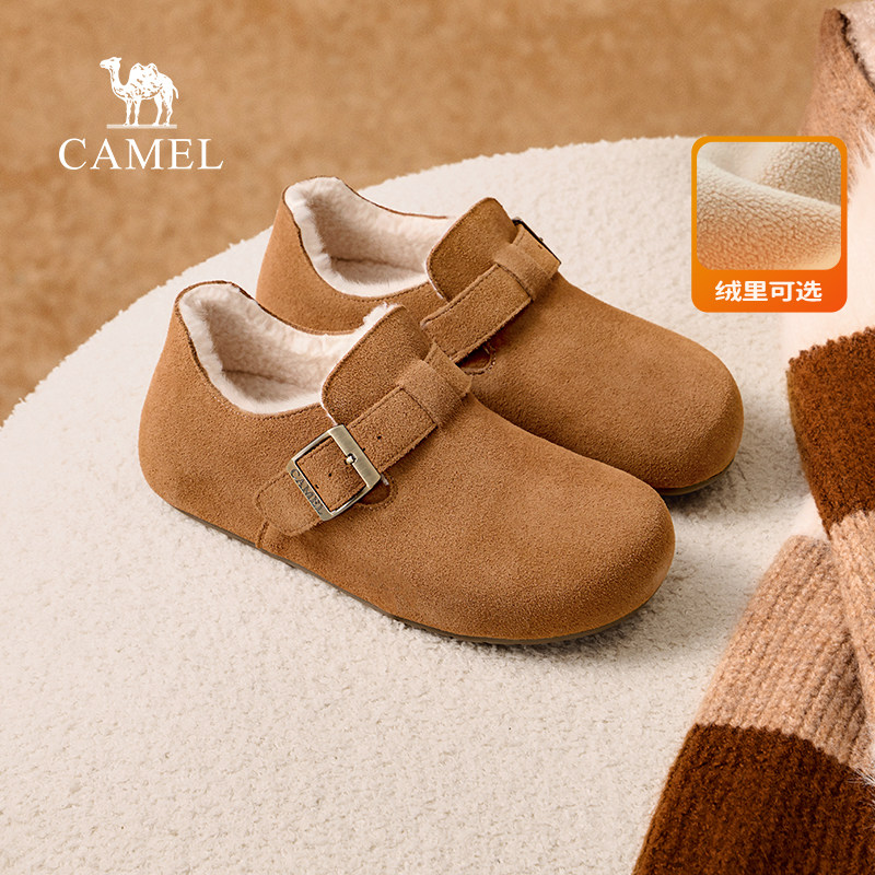 骆驼女鞋2025秋冬新款懒人一脚蹬外穿拖鞋包头复古厚底加绒勃肯鞋