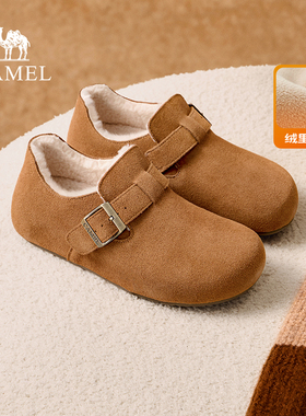 骆驼女鞋2025秋冬新款懒人一脚蹬外穿拖鞋包头复古厚底加绒勃肯鞋