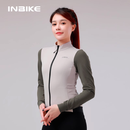 INBIKE抓绒保暖骑行服秋冬季加绒长袖套装山地公路自行车外套男女