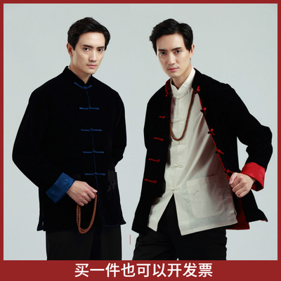唐装丝绒男士复古中国年轻款