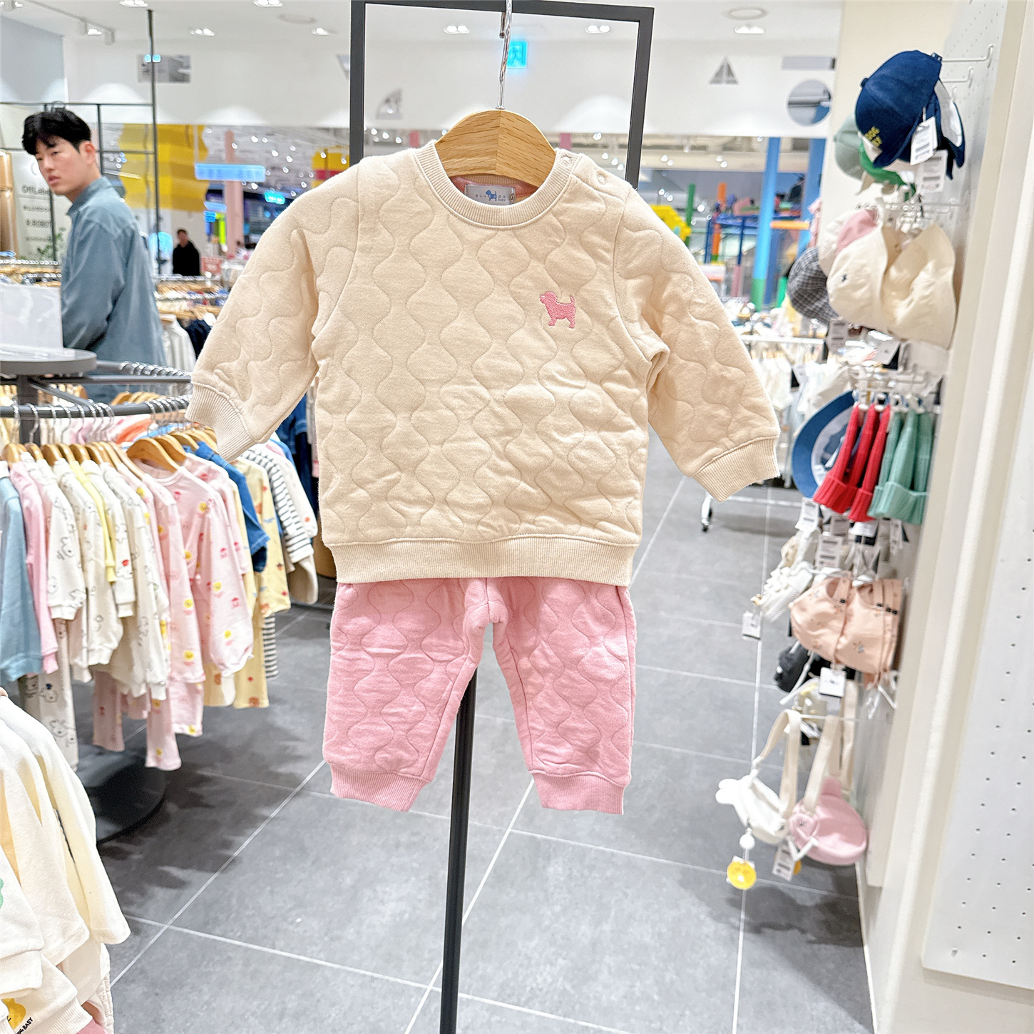 打折BLUEDOG小蓝狗女童夹棉内衣套装韩国代购冬季宝宝分体家居服
