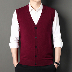 2025新款高端山羊绒纯羊绒羊毛背心男士商务V领马甲加厚坎肩开衫