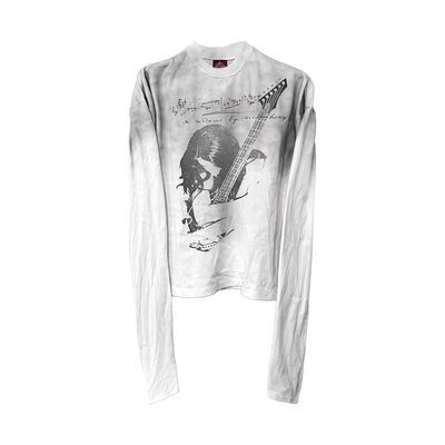 DETW水洗喷脏人像吉他长袖打底