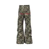 复古双拼豹纹微喇设计感高级叠堆视觉显高显瘦牛仔裤 DETW 25AW