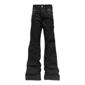 堆叠感牛仔裤 DETW26SS 拉链 黑牛异形口袋金属铆钉 蛇纹洗褪色