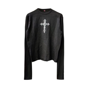 视觉系基础针织毛衣长袖 骷髅十字架恶魔标语正肩修身 25AW DETW