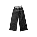 男女 刷蜡银双腰拼接原牛高级设计感Baggy直筒牛仔裤 DETW 25AW