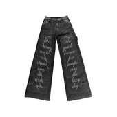 蛇纹原牛拼接印花基础通勤阔腿伐木Baggy牛仔长裤 DETW 25AW 男女