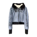 DETW 25AW*水洗做旧喷脏条纹长毛领羊羔绒连帽设计感高级加厚外套