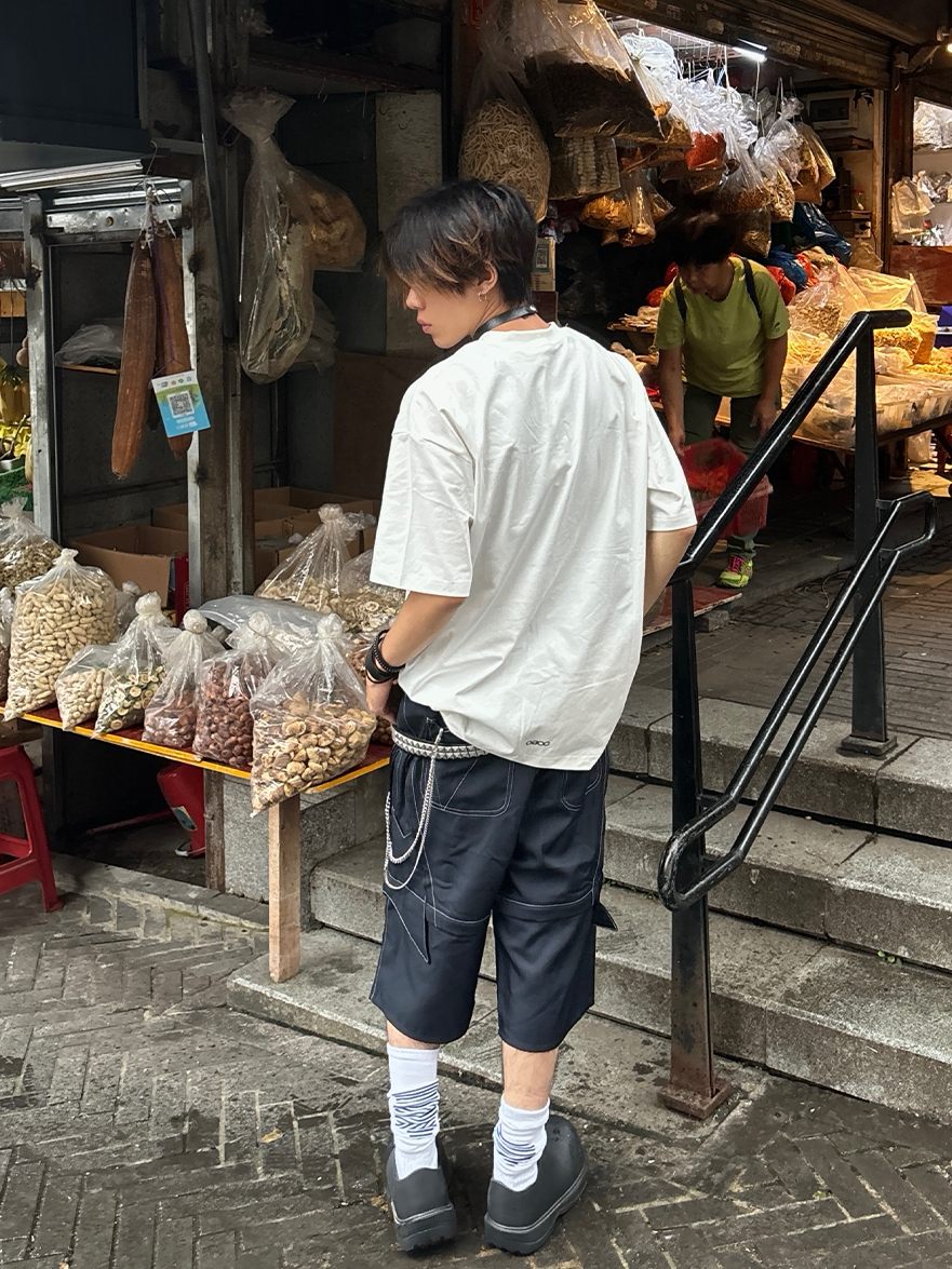 DETW24SS [테일러링 시리즈] 탑스티치 입체 수트 스플라이싱  쓰리프루프 원단  탈부착 가능한 쓰리부반바지