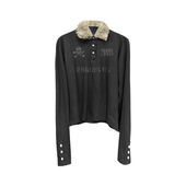 Polo衫 DETW 上衣男女 短款 长袖 25AW 原创小众毛领拼接设计感修身