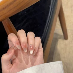 水光胭脂 追光猫眼纯手工穿戴甲高级显白日常美甲成品可拆卸甲
