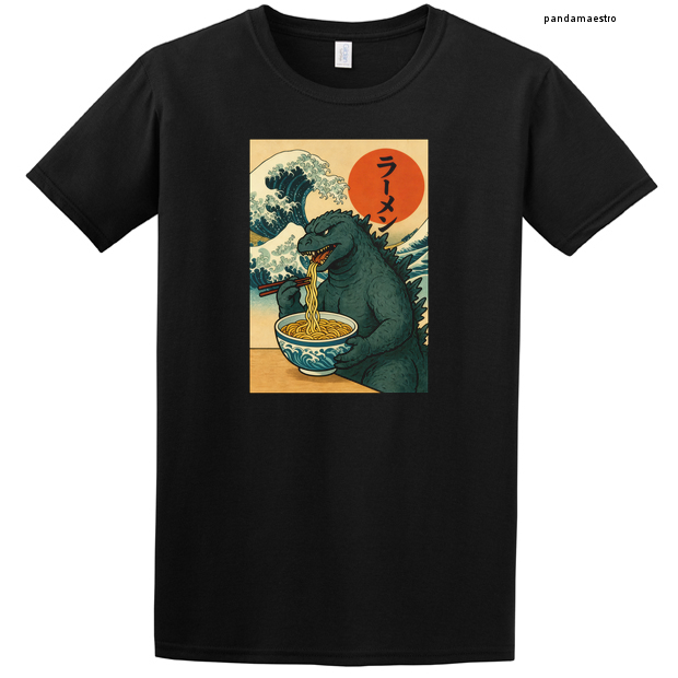 哥斯拉浮世绘拉面潮 T | Godzilla Ukiyo-e Ramen Trendy T-Shirt