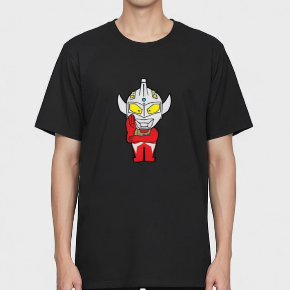 Ultraman T-Shirt｜奥特曼卡通T恤｜Q版萌系图案｜黑色纯棉短袖