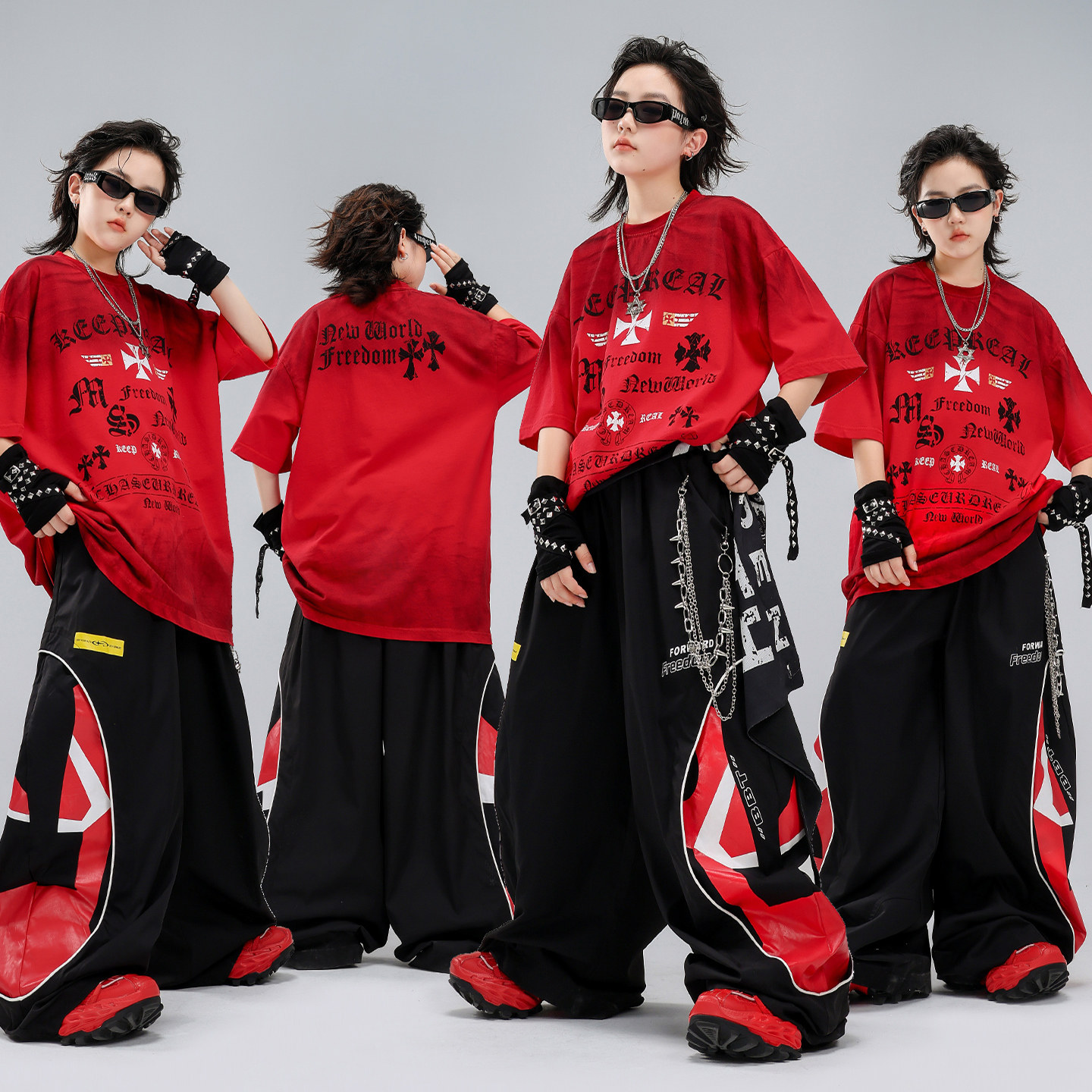 街舞儿童潮服男童嘻哈演出服装hiphop幼儿爵士舞走秀炸街表演套装