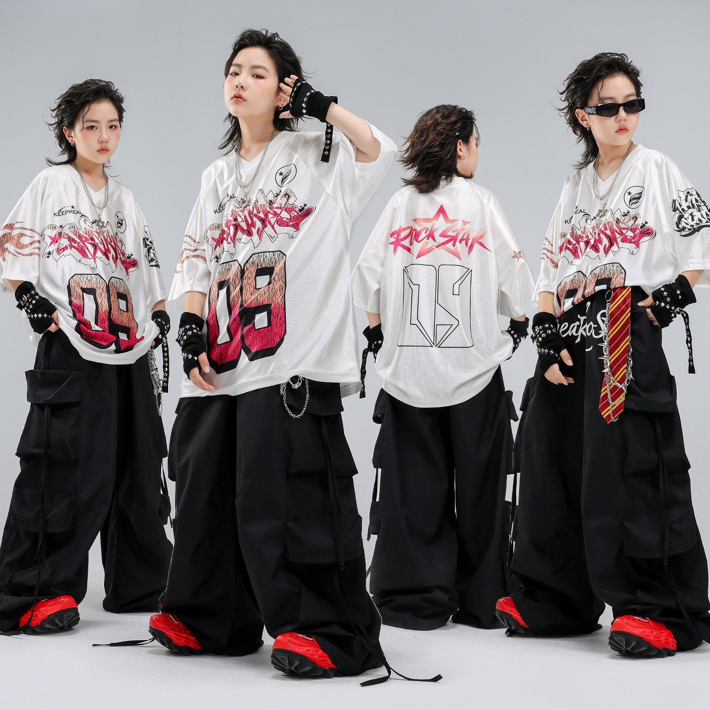 街舞儿童潮服男童嘻哈演出幼儿炸街酷帅套装爵士舞hiphop表演服装