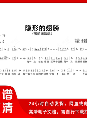 张韶涵 隐形的翅膀 简谱 单声部简谱 带歌词