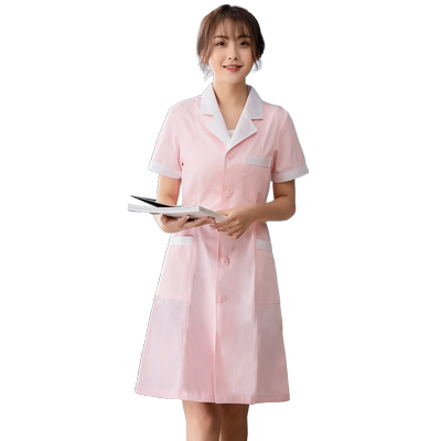 医生白大褂长袖护士服女修身粉色