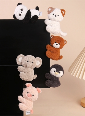 电脑夹子桌伴玩偶波波娃夹子公仔企鹅工位毛绒玩具熊猫女生礼物